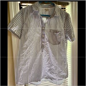 Striped J Crew shirt sleeved popover